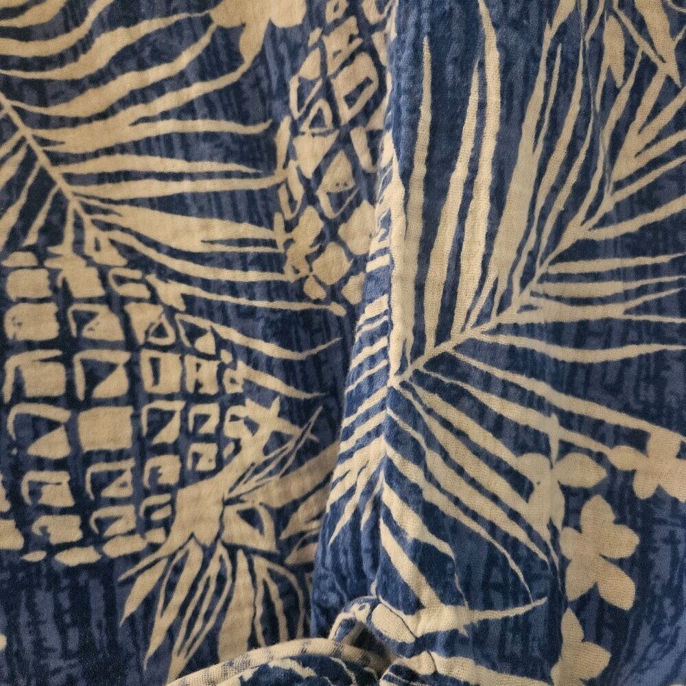 Ruby Boho Vacay tropical 100% cotton Vacay Cruise blue white shirt tie front M - Picture 5 of 7